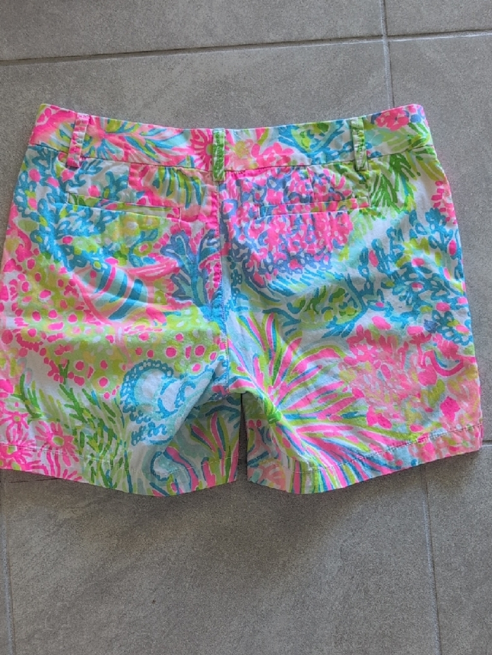 Lilly Pulitzer Tropical Floral Bermuda Shorts - Pink, Green & Blue - Picture 4 of 6
